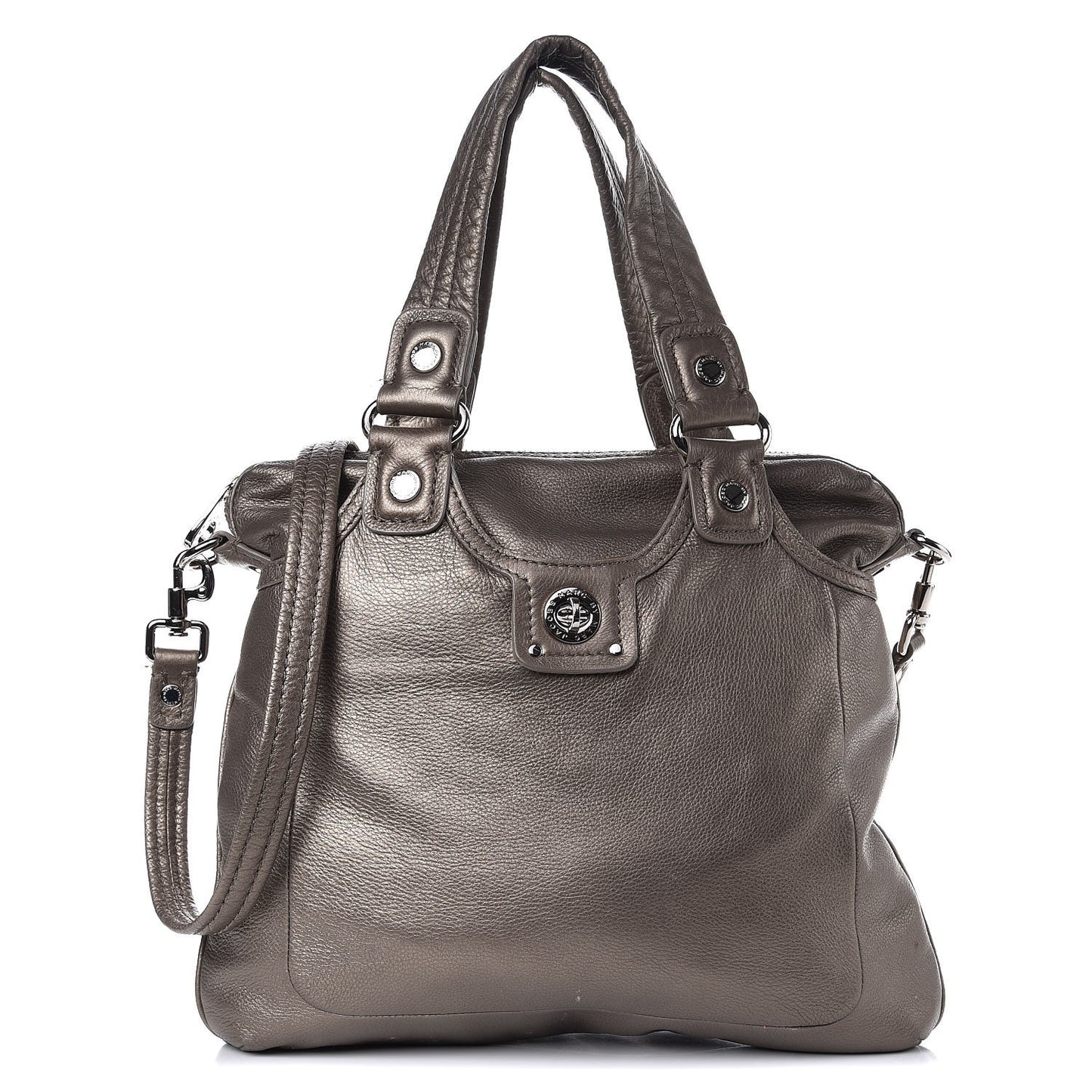 MARC BY Calfskin Metallic Tote Silver