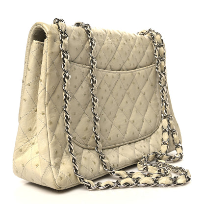 Chanel Ostrich Jumbo Single Flap Light Beige 3 of 15