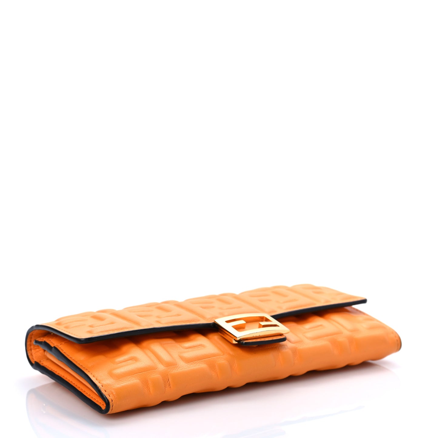 Nappa Matisse FF Embossed Continental Wallet on Chain Clementine
