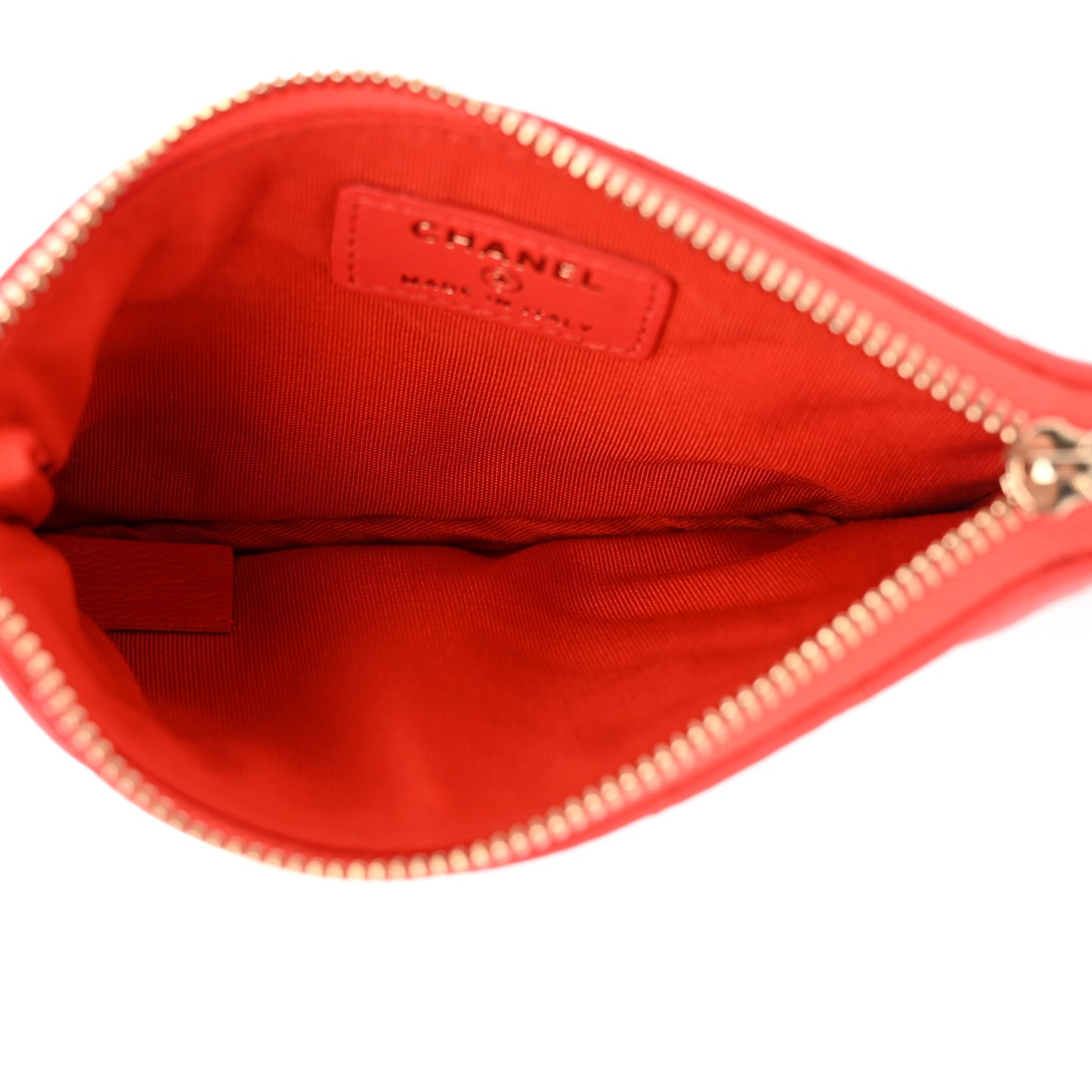 Lambskin Chevron Quilted Small Cosmetic Case Orange