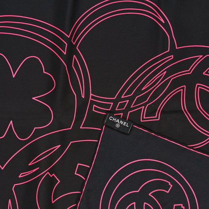 Chanel Silk CC Square Scarf Black Pink 3 of 3