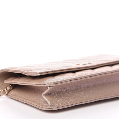 Chanel Iridescent Caviar Quilted Wallet On Chain WOC Beige 9 of 12