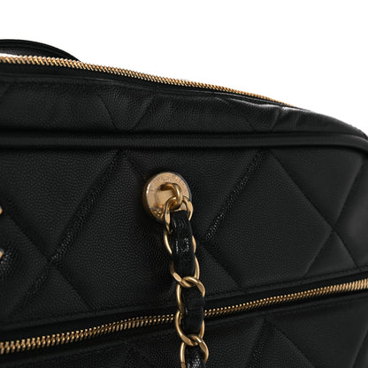 Chanel Shiny Grained Calfskin Quilted Large Travel Bowling Bag Black 12 of 12