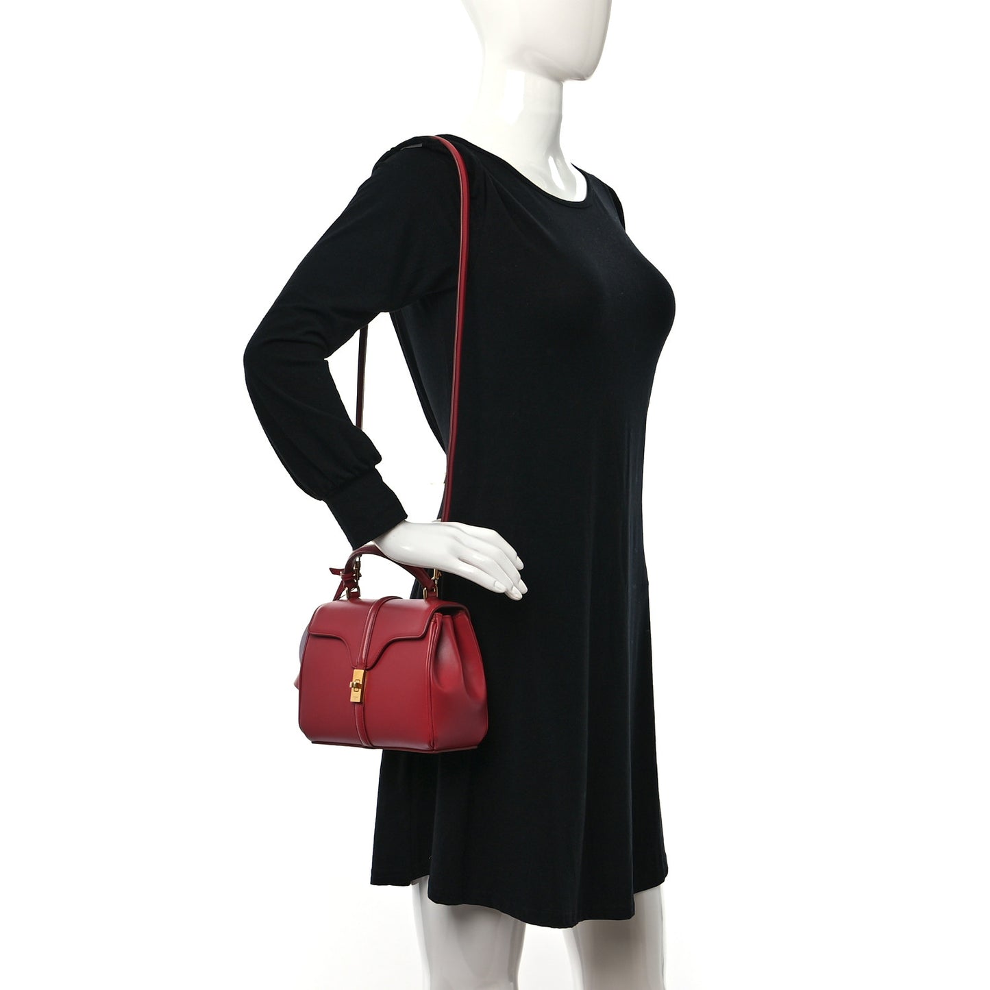 Satinated Calfskin Mini 16 Top Handle Bag Lipstick