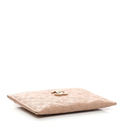 Chanel Camellia Calfskin Embossed Quilted Card Holder Beige 4 of 8