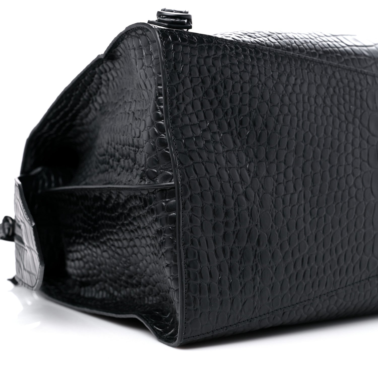 Balenciaga Semi Matte Calfskin Crocodile Embossed Neo Classic Black Hardware Large City Black 7 of 8