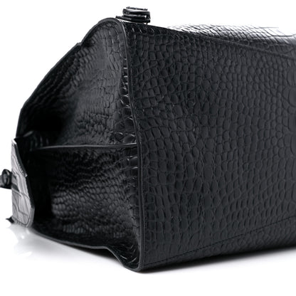 Balenciaga Semi Matte Calfskin Crocodile Embossed Neo Classic Black Hardware Large City Black 7 of 8