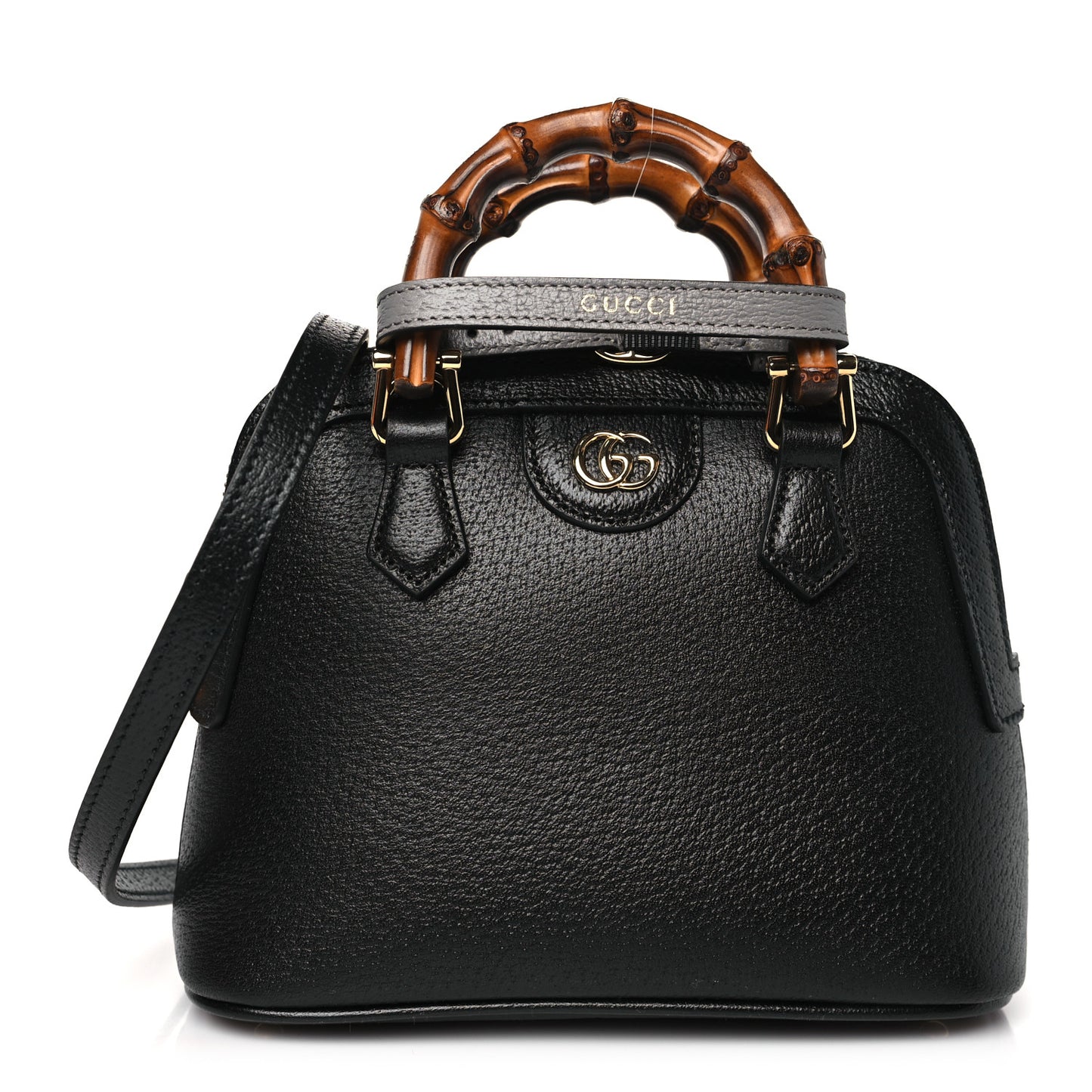 Textured Dollar Calfskin Mini Diana Dome Tote Bag Black Dusty Grey