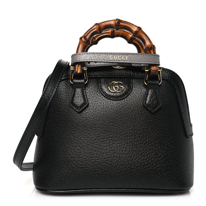 Gucci Textured Dollar Calfskin Mini Diana Dome Tote Bag Black Dusty Grey 1 of 11