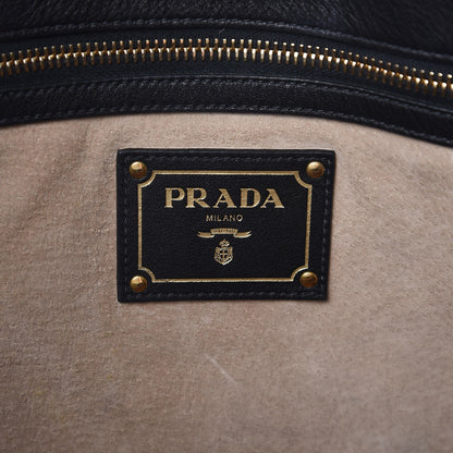 Prada Soft Calf Shopping Tote Black 7 of 9