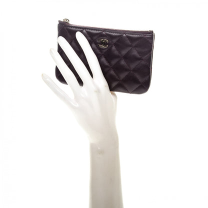 Chanel Lambskin Quilted Small Cosmetic Case Dark Purple 2 of 6