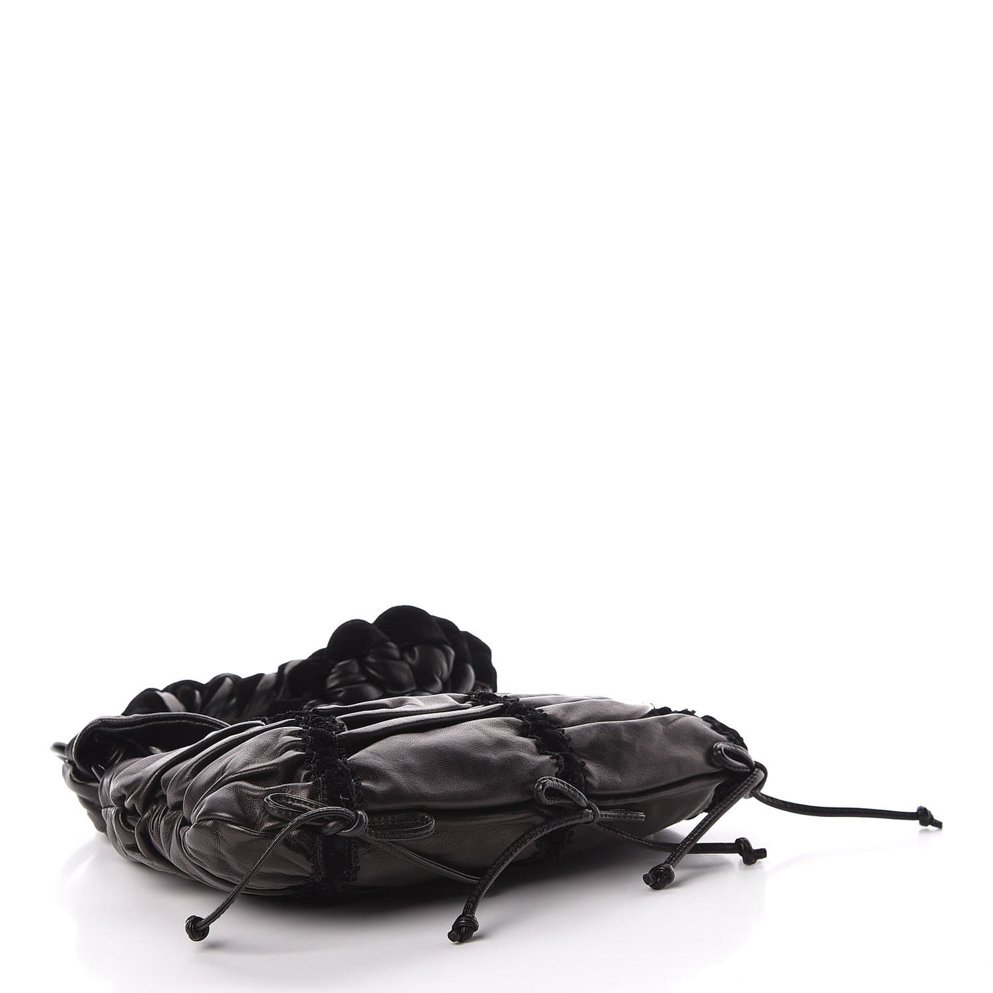 Nappa Velvet Drawstring Shoulder Bag Black