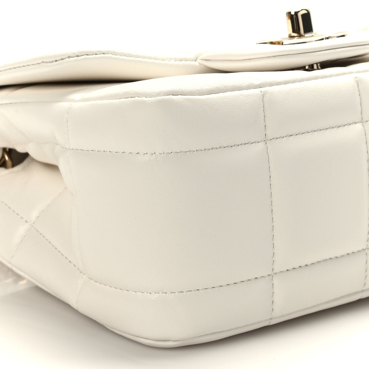 Lambskin Resin Crystal Square Quilted Monacoco Mini Square Flap White