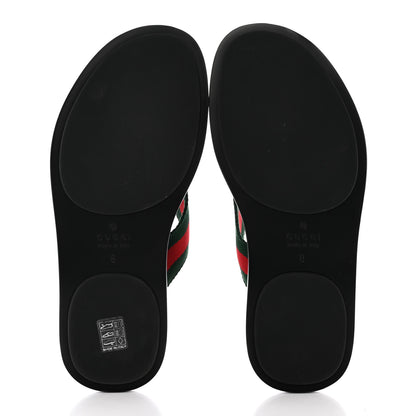 Gucci Nylon Calfskin Web Mens Thong Sandals 8 Green Red Black 5 of 18