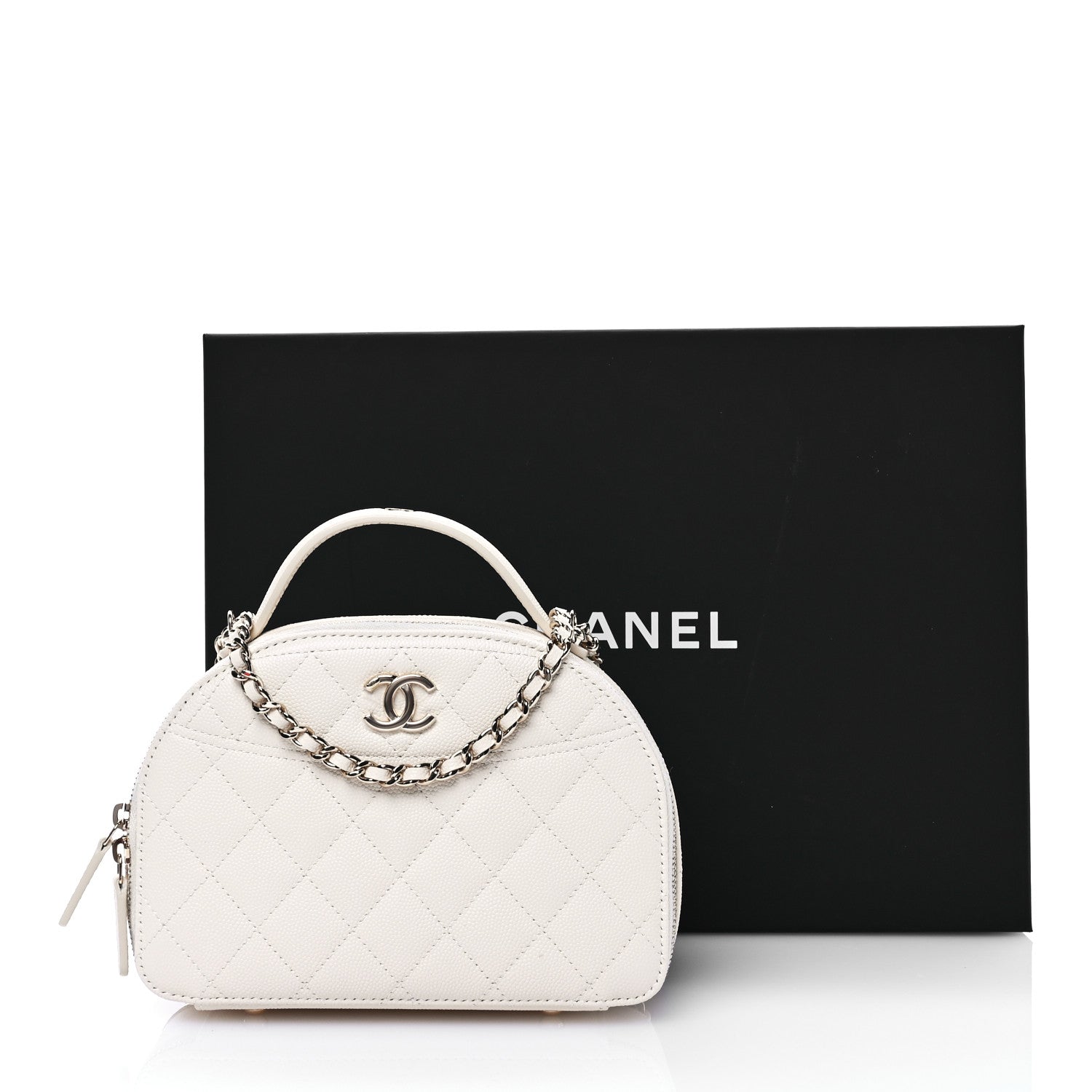 Chanel Caviar Quilted Top Handle Vanity Case White 11 of 11