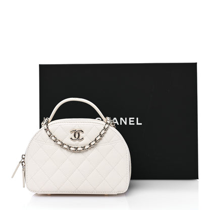 Chanel Caviar Quilted Top Handle Vanity Case White 11 of 11