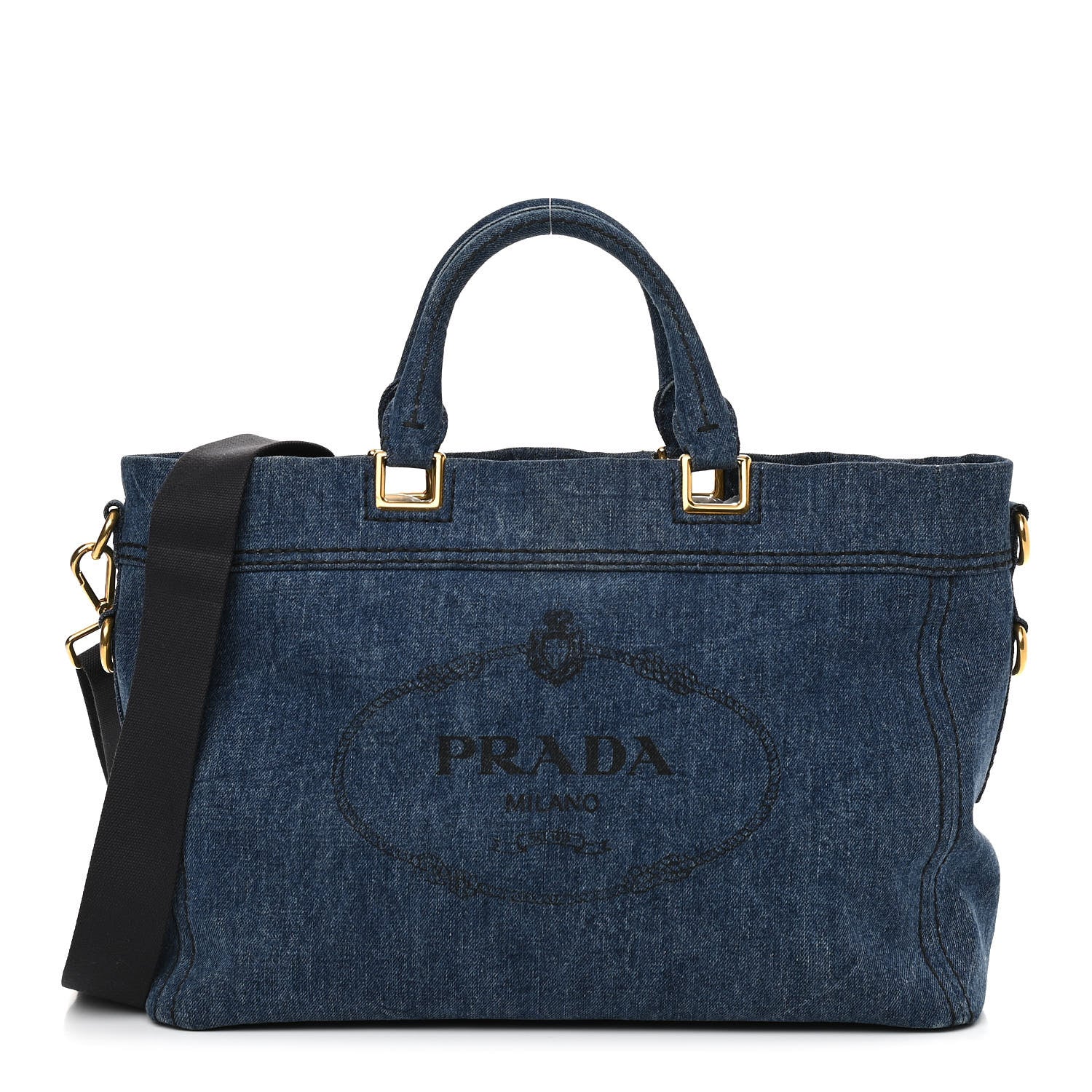 Prada Denim Large Logo Shopping Tote 1 of 11