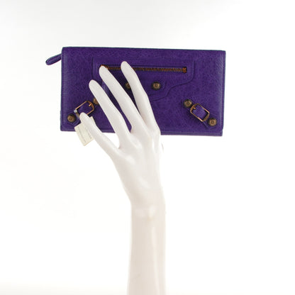 Balenciaga Agneau Giant 12 Rose Gold Hardware Money Wallet Bleu Lavande 2 of 7