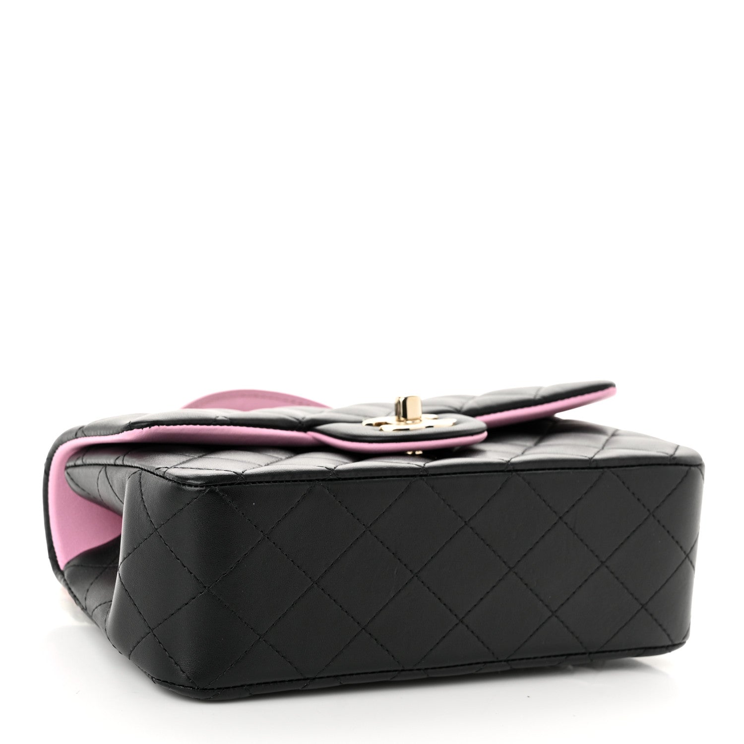 Chanel Lambskin Quilted Bi-Color Mini Top Handle Rectangular Flap Black Lilac 4 of 11
