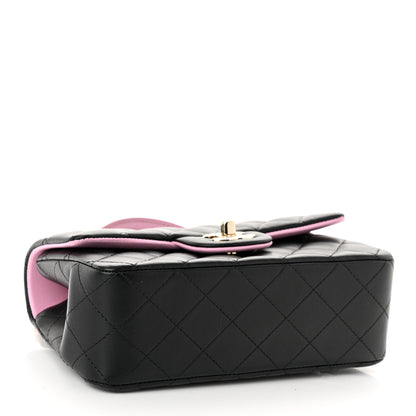 Chanel Lambskin Quilted Bi-Color Mini Top Handle Rectangular Flap Black Lilac 4 of 11