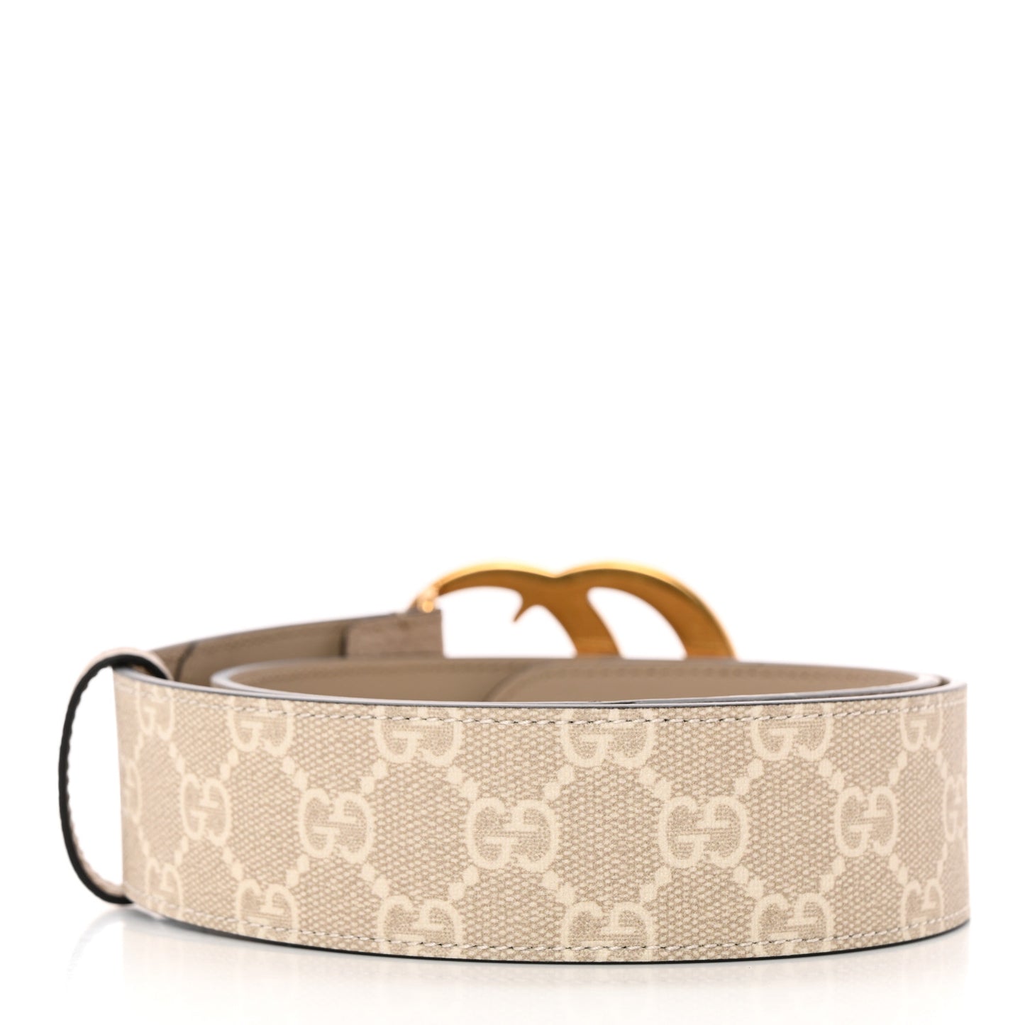 GG Supreme Monogram Textured Calfskin Double G 40mm Belt 75 30 Beige Mystic White Oatmeal