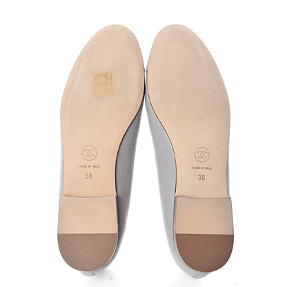 Chanel Caviar CC Cap Toe Ballerina Flats 38 Grey 5 of 11