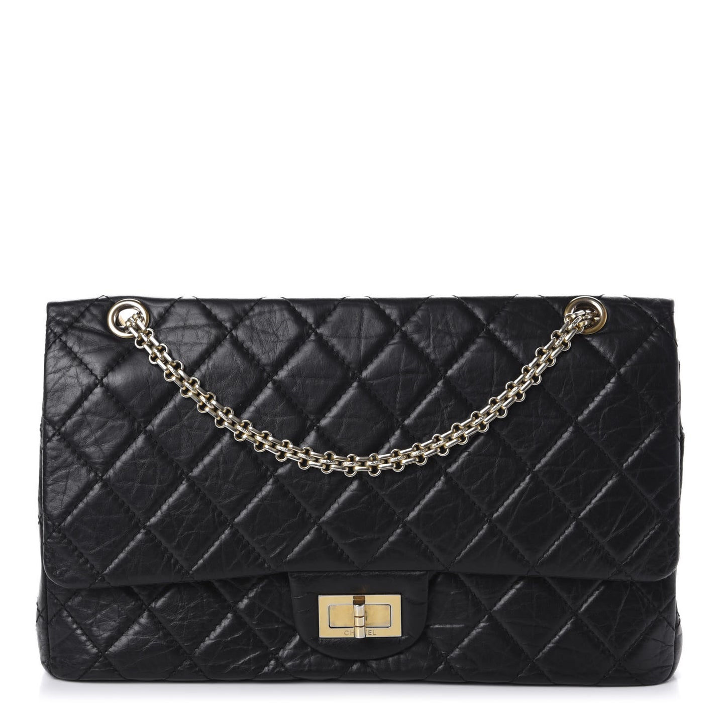 Aged Calfskin Quilted 2.55 Reissue 227 Flap Black