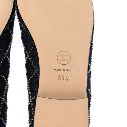 Chanel Denim Embroidered Grosgrain CC Cap Toe Ballerina Flats 38.5 Blue Black 7 of 8