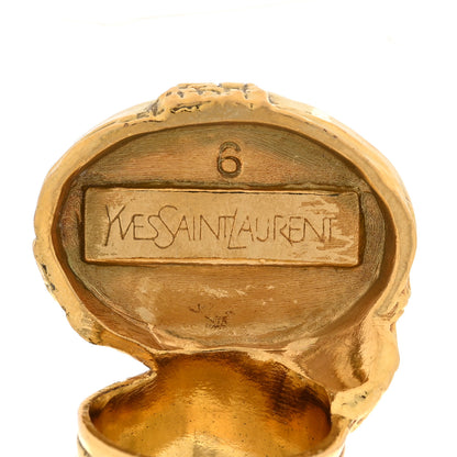 Saint Laurent Glass Cabochon Arty Ovale Ring 54 6.75 Gold Pink 4 of 4