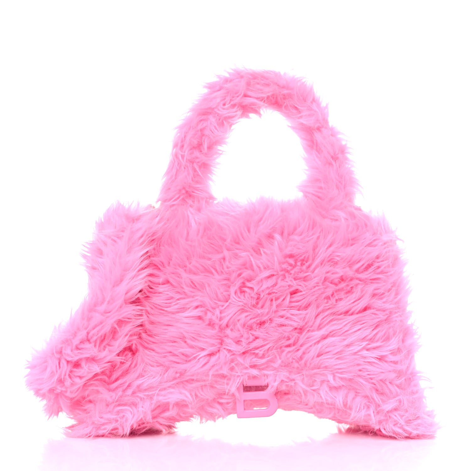 Balenciaga Faux Fur Medium Fluffy Hourglass Top Handle Bag Pink 1 of 9