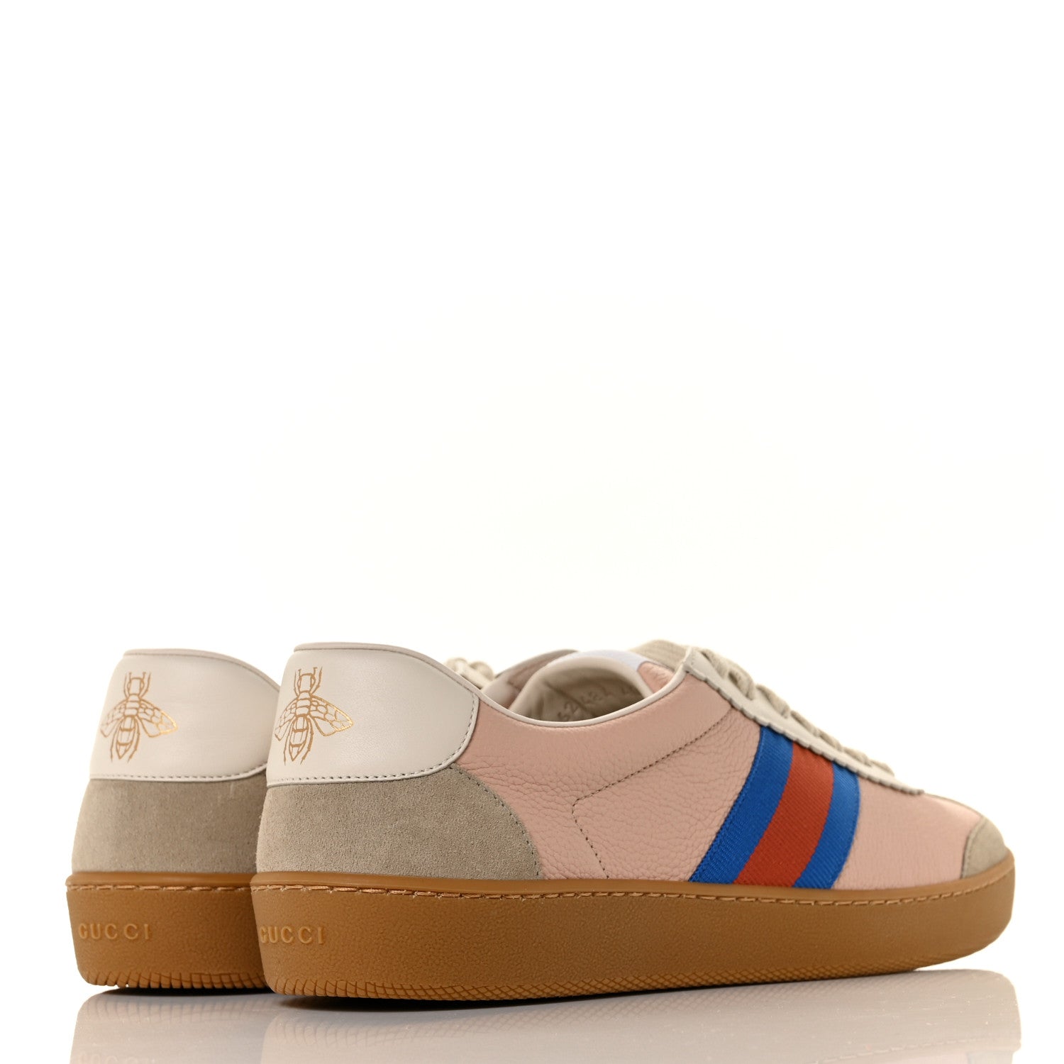 Gucci Calfskin Suede Web Womens G74 Sneakers 40 Oatmeal Soft Rose 4 of 8