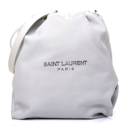 Saint Laurent Lambskin Teddy Drawstring Bag White 3 of 11
