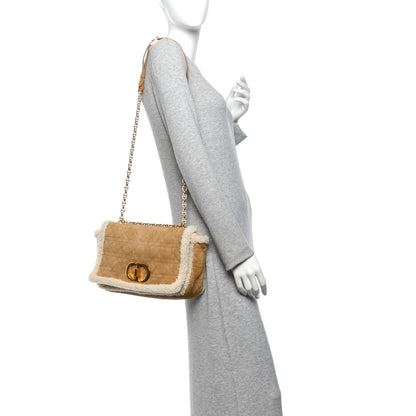 Christian Dior Shearling Cannage Large Caro Bag Camel 2 of 11