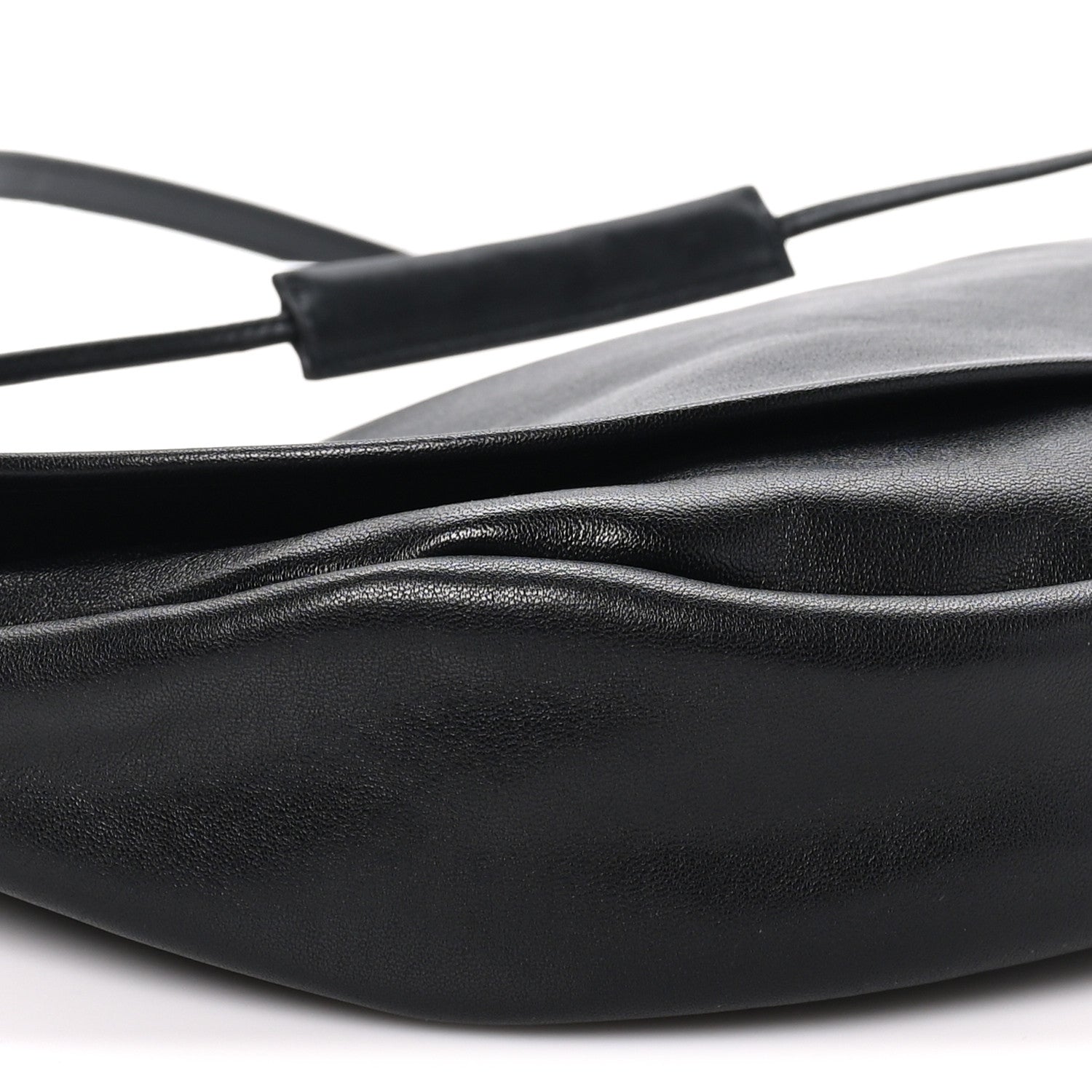 Celine Shiny Lambskin Soft Triomphe Half Moon Bag Black 8 of 9