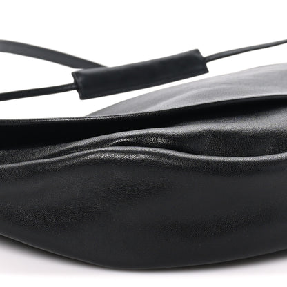 Celine Shiny Lambskin Soft Triomphe Half Moon Bag Black 8 of 9