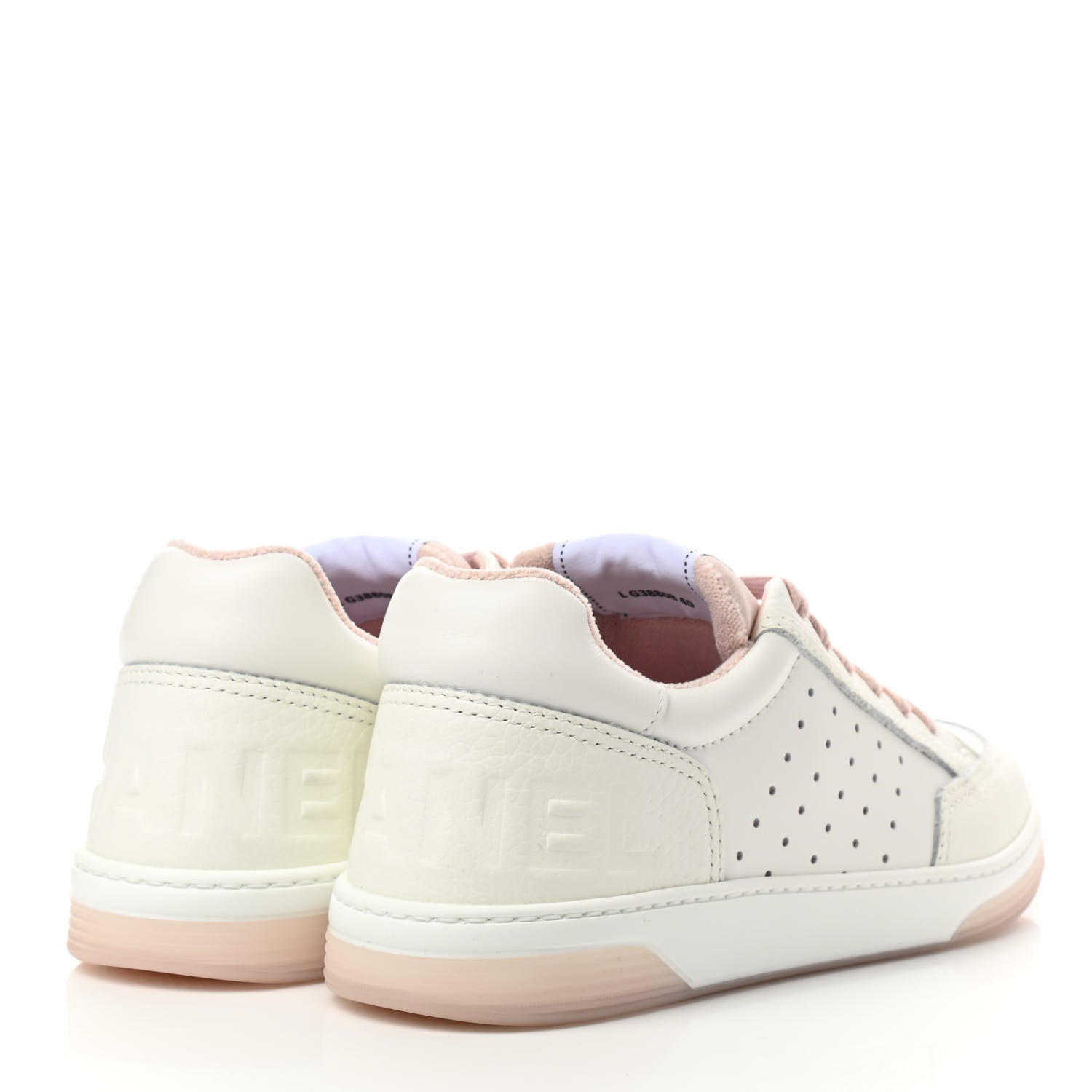 Chanel Grained Calfskin Fabric Womens Logo Sneakers 40 White Light Pink 4 of 8