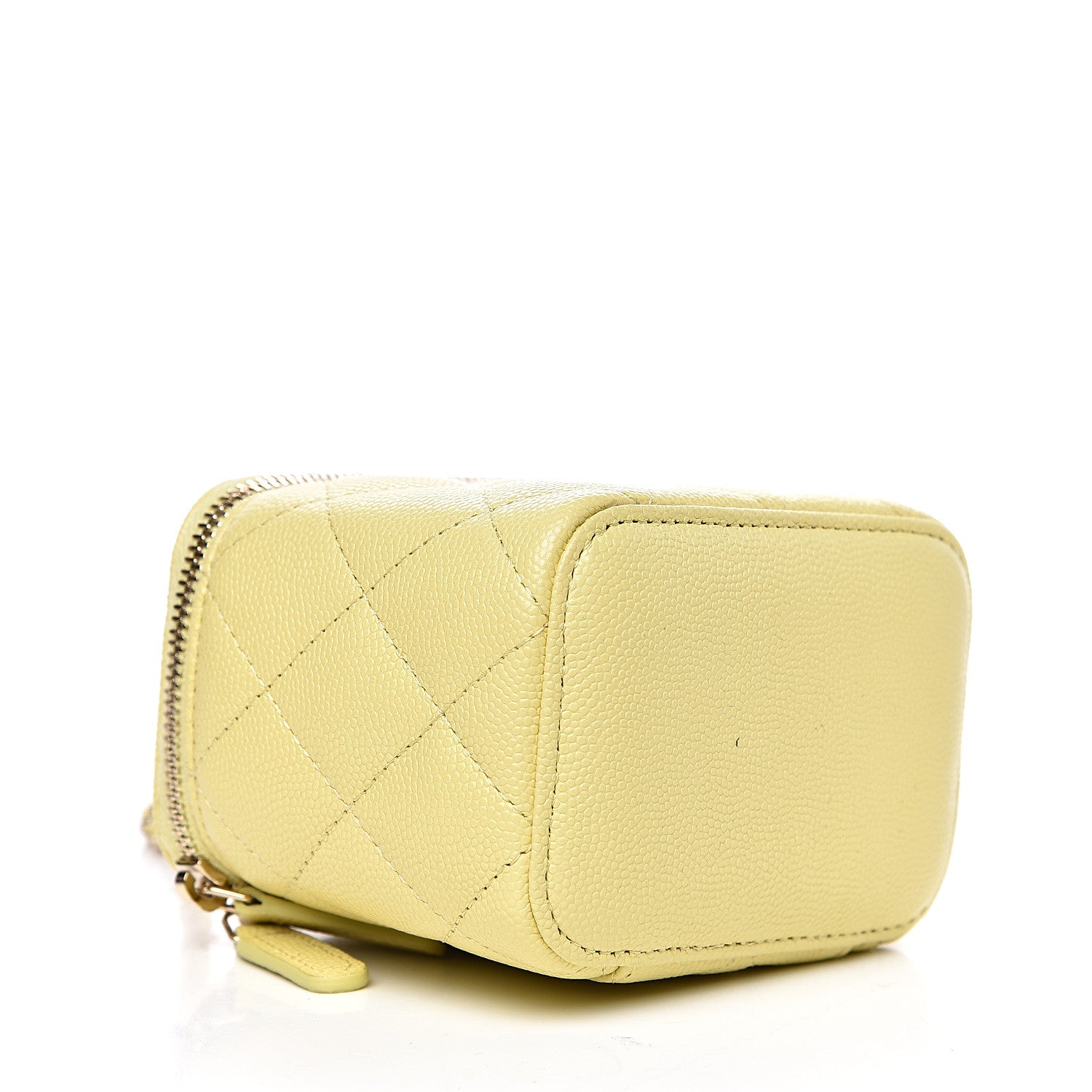 Chanel Caviar Quilted Mini Vanity Case With Chain Yellow 4 of 10