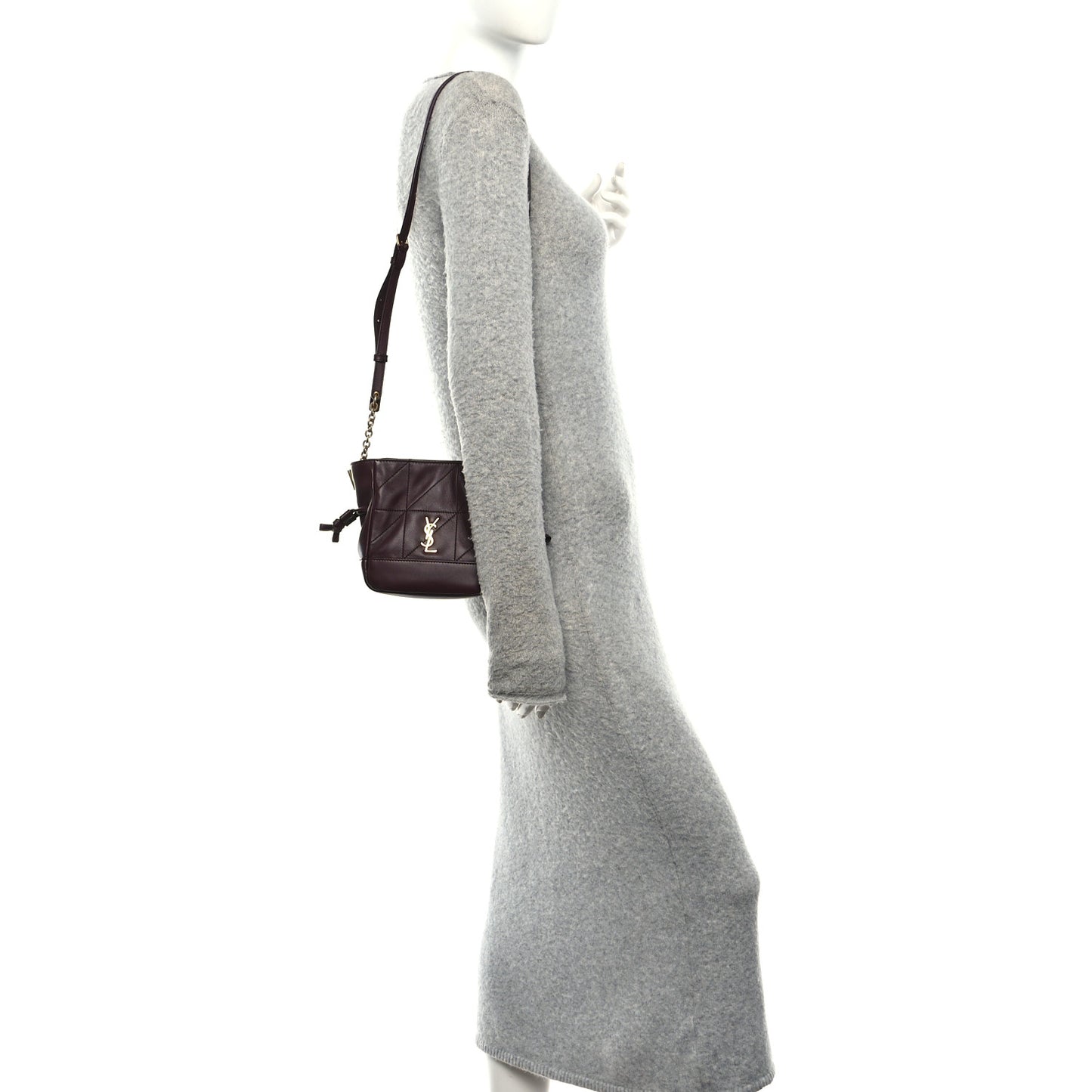 Lambskin Matelasse Monogram Mini Jamie Shoulder Pouch Bag Rouge Cabernet