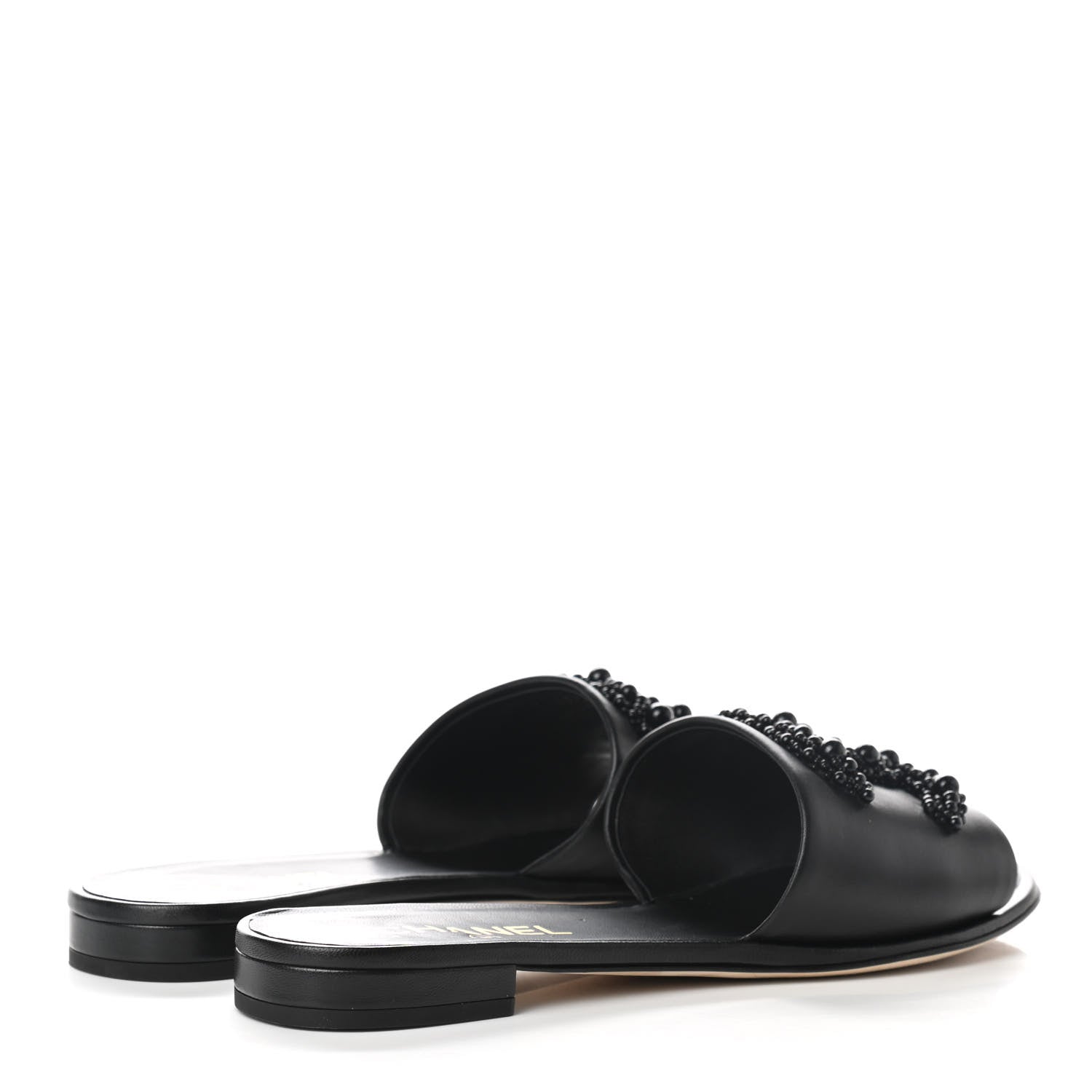 Chanel Lambskin Beaded CC Mules 39.5 Black 4 of 10