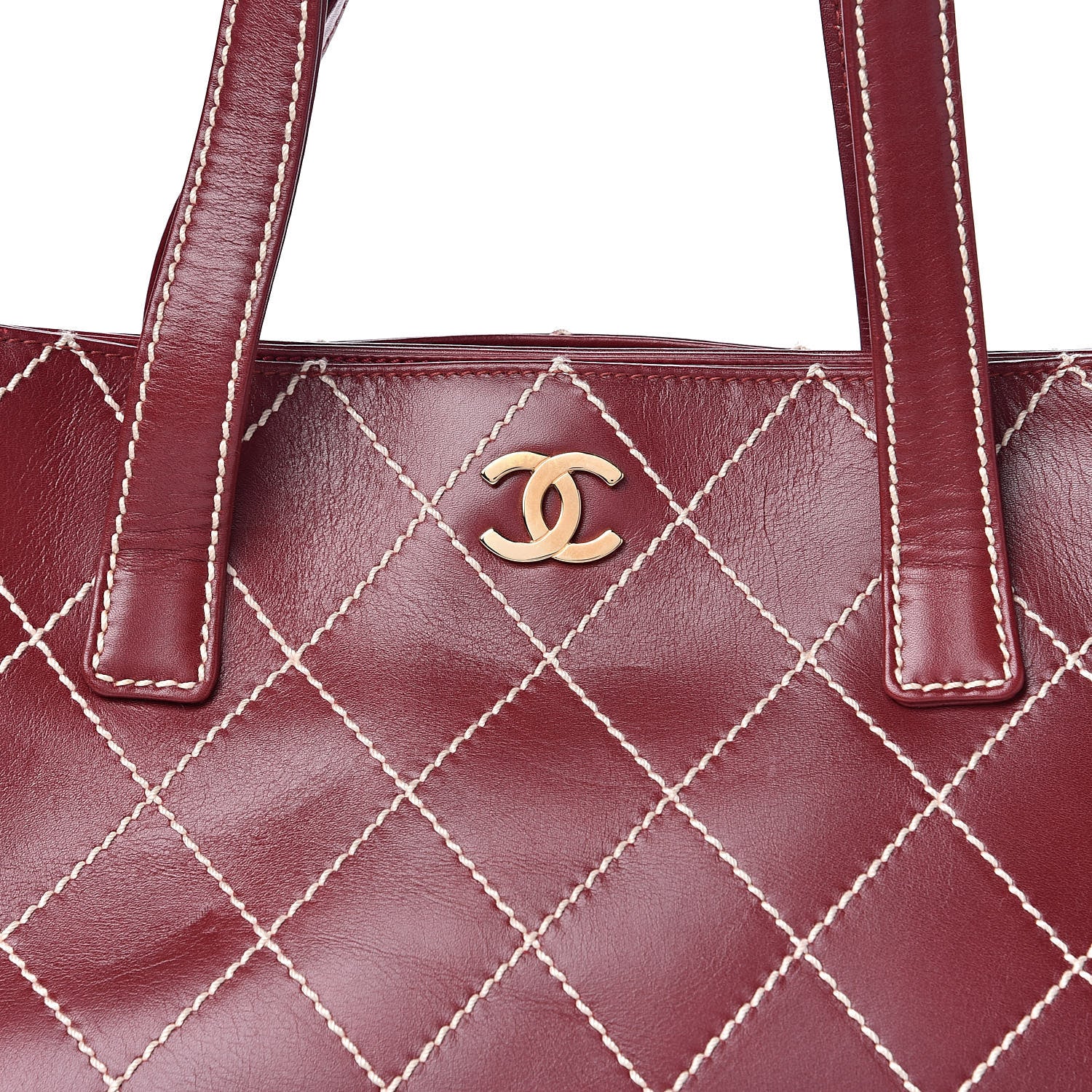 Chanel Calfskin Wild Stitch Large Tote Burgundy 13 of 13