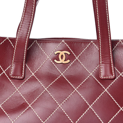 Chanel Calfskin Wild Stitch Large Tote Burgundy 13 of 13