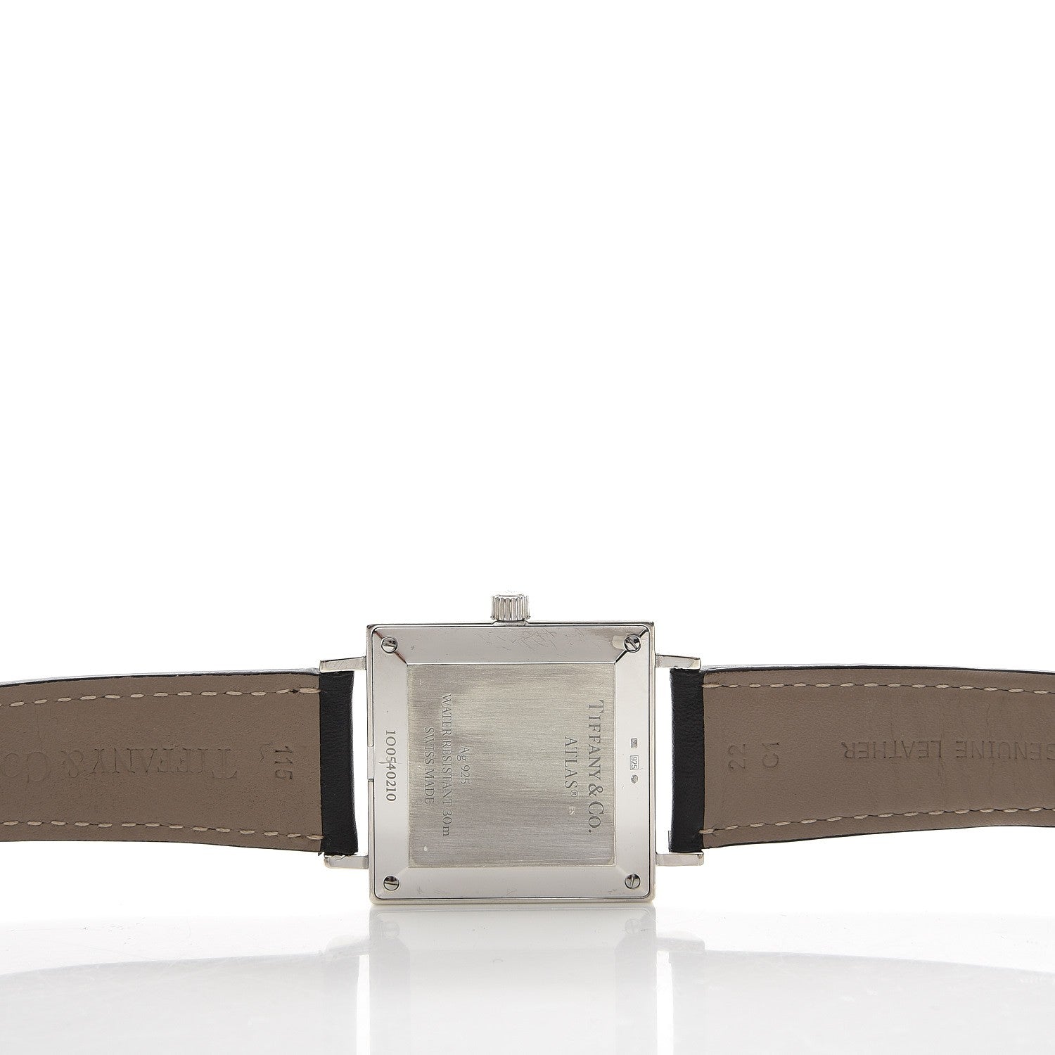 Tiffany Sterling Silver Calfskin 34mm Atlas Square Automatic Watch 5 of 6