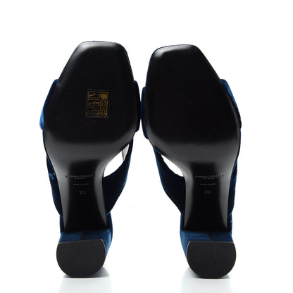 Saint Laurent Velvet LouLou 95 Mules 38 Bluette 6 of 10