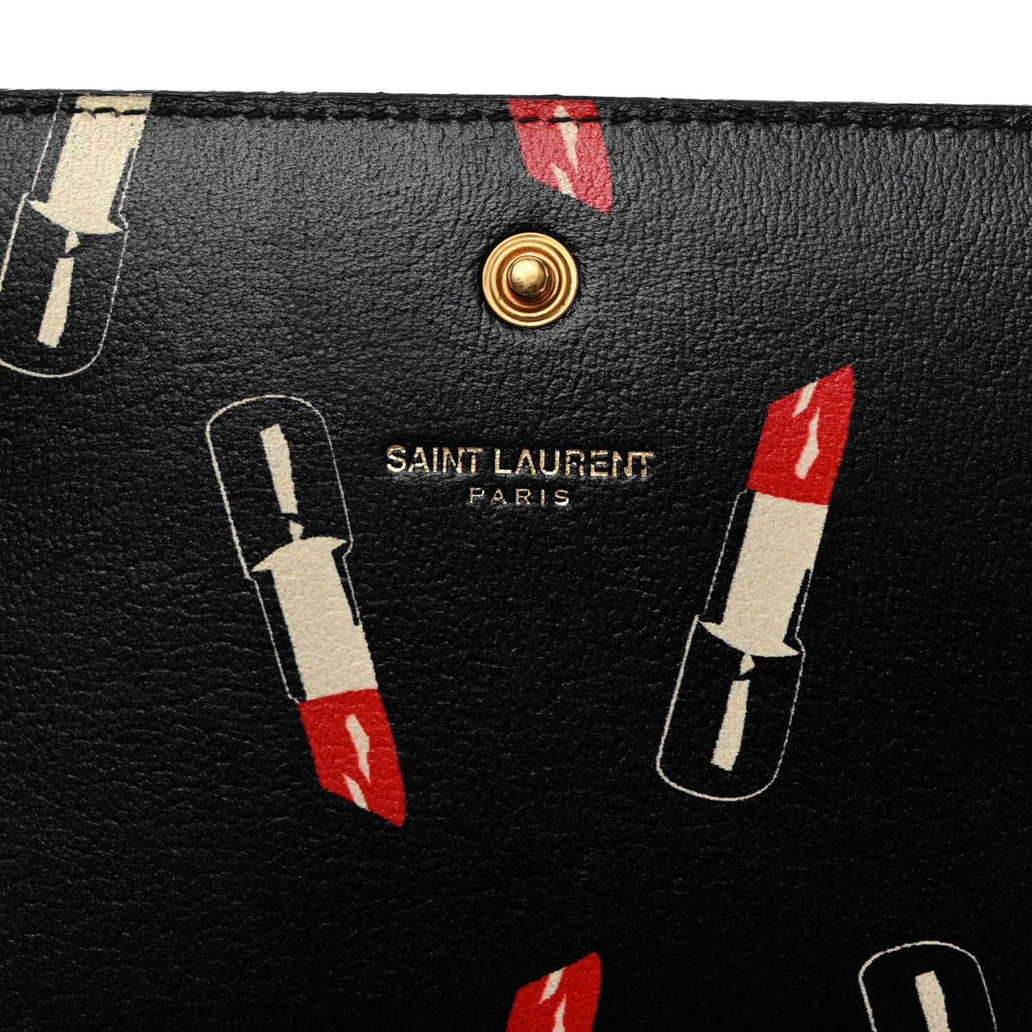 Saint Laurent Calfskin Lipstick Print Classic Monogram Kate Wallet On Chain Black 6 of 10