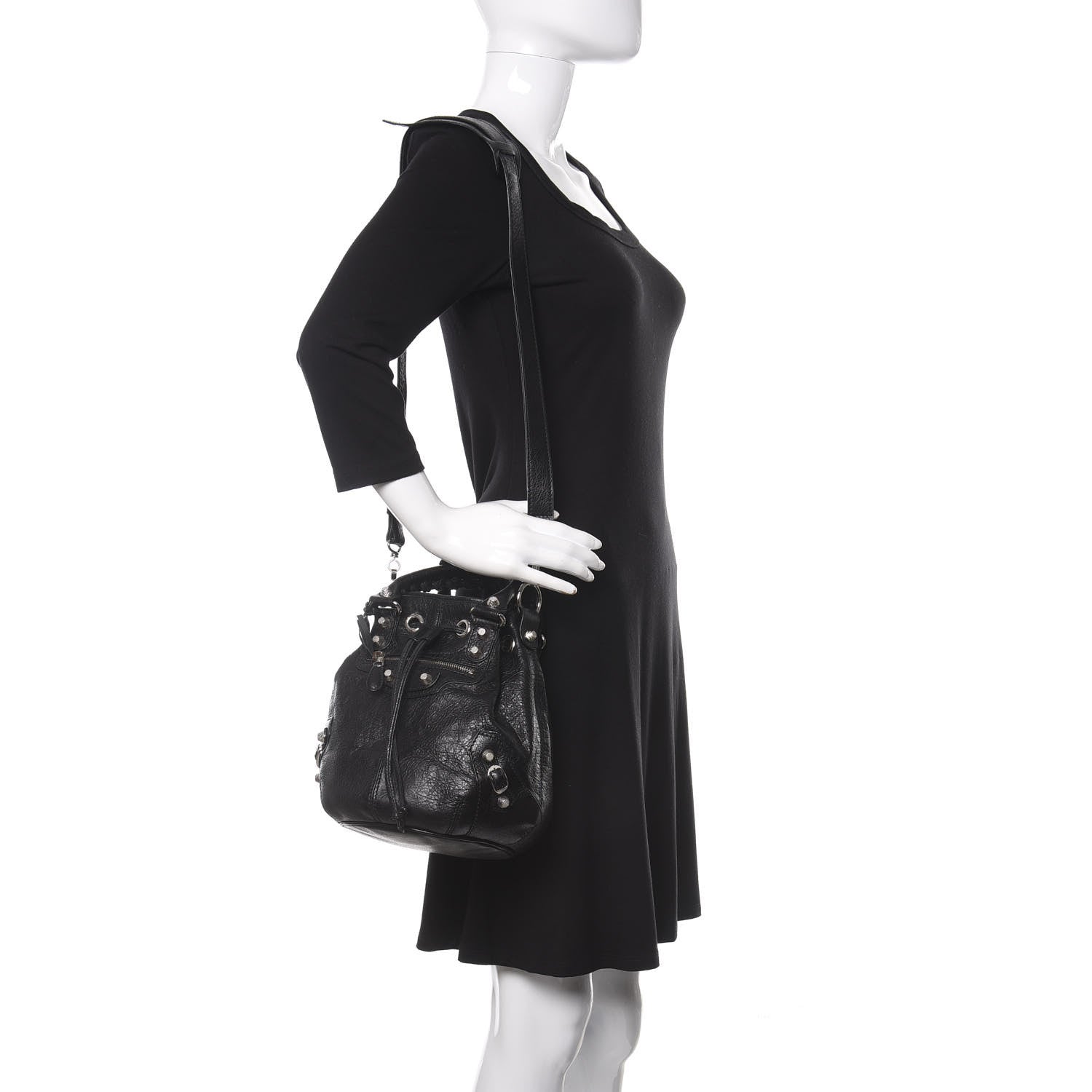 Balenciaga Agneau Giant 12 Silver Hardware Mini Pompon Black 2 of 10