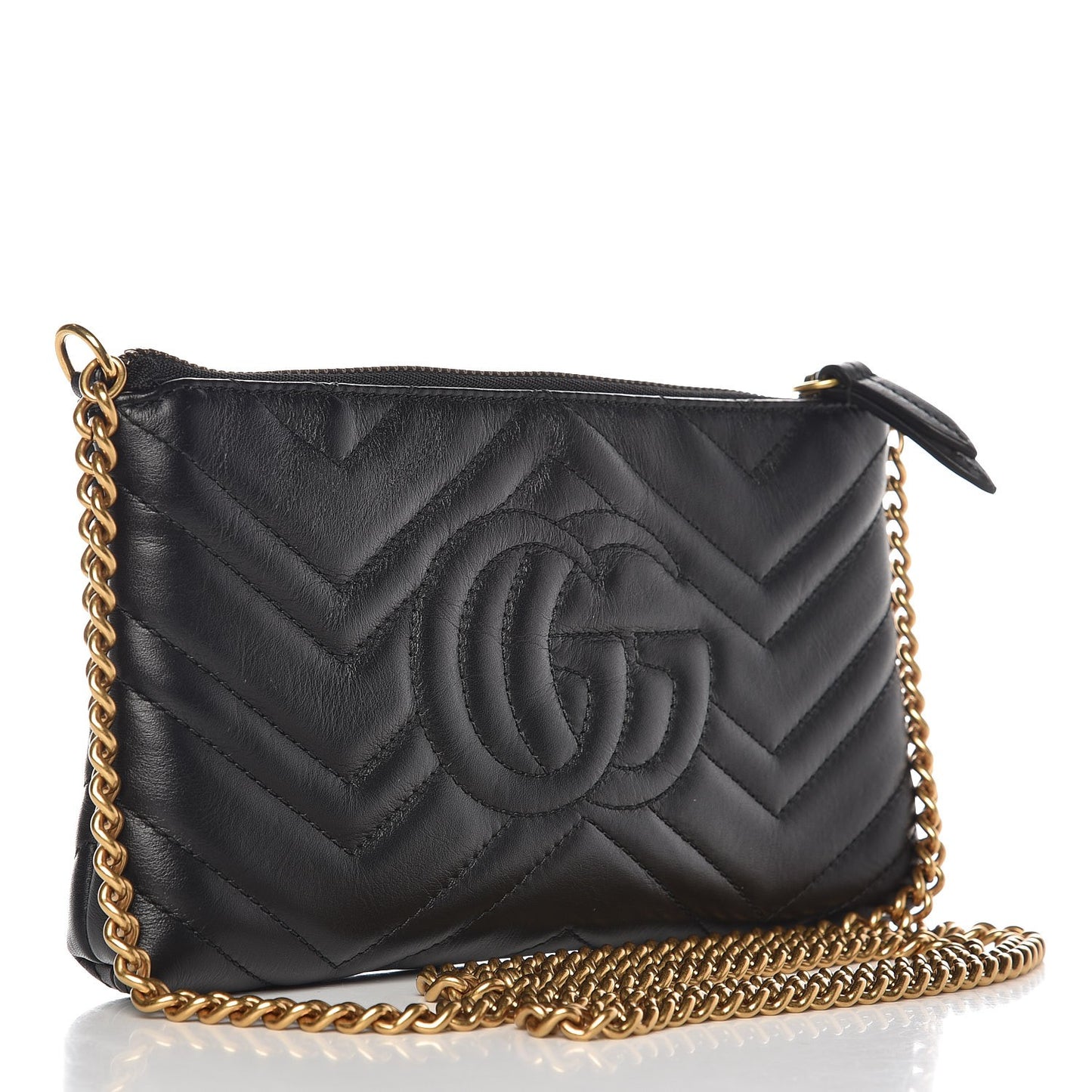 Calfskin Matelasse Mini GG Marmont Chain Bag Black