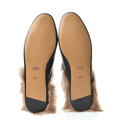 Gucci Calfskin Fur Womens Princetown Slippers 36.5 Black 5 of 9