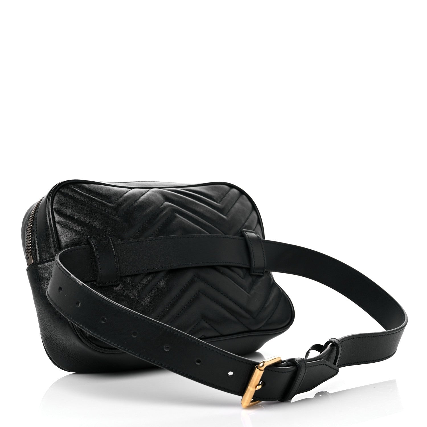 Gucci Calfskin Matelasse Mens GG Marmont Belt Bag 80 32 Black 3 of 18