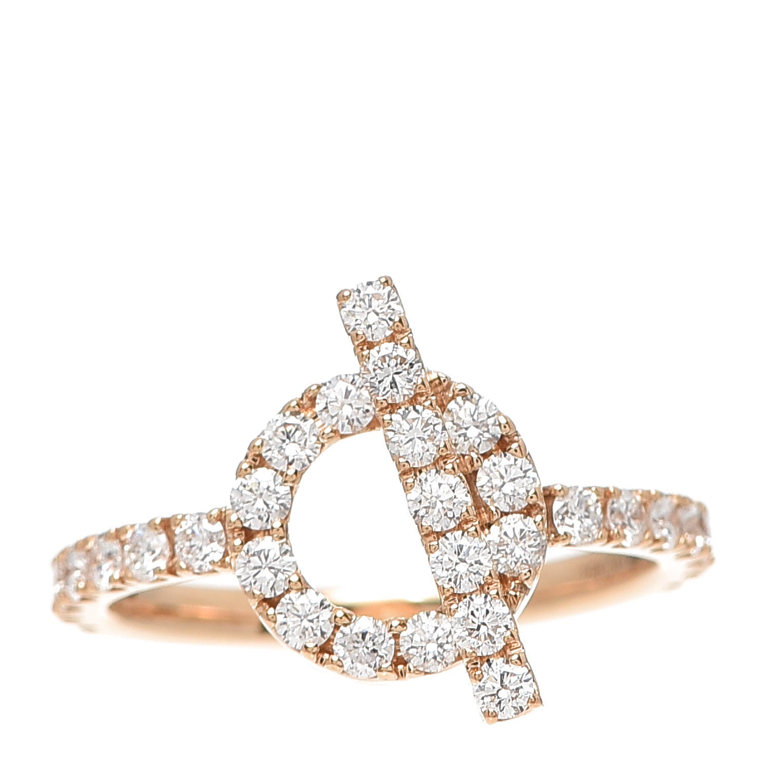 Hermes 18K Rose Gold Diamond Finesse Ring 55 7.25 1 of 6