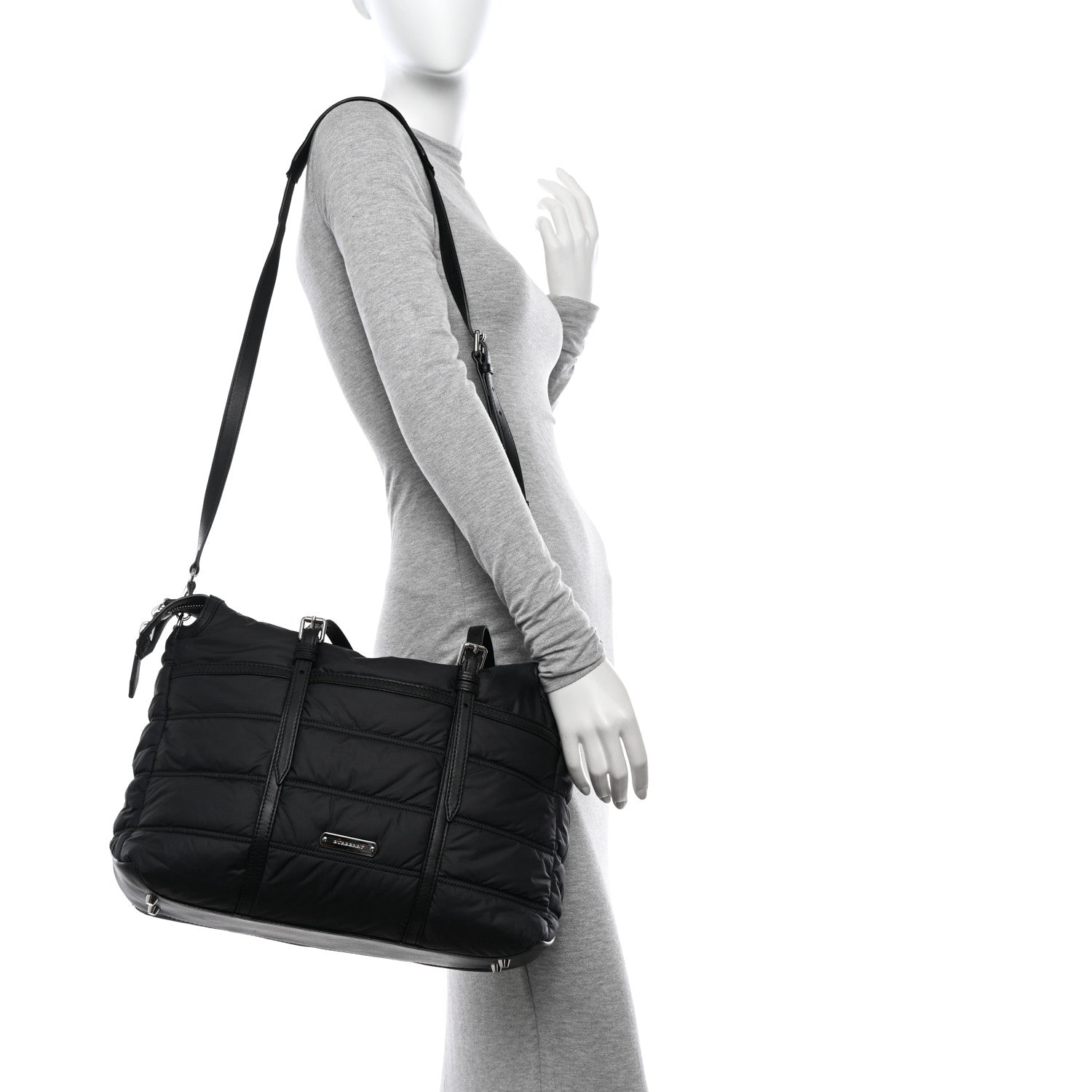 Burberry Nylon House Check Quilted Abbey Diaper Bag Black 2 of 10